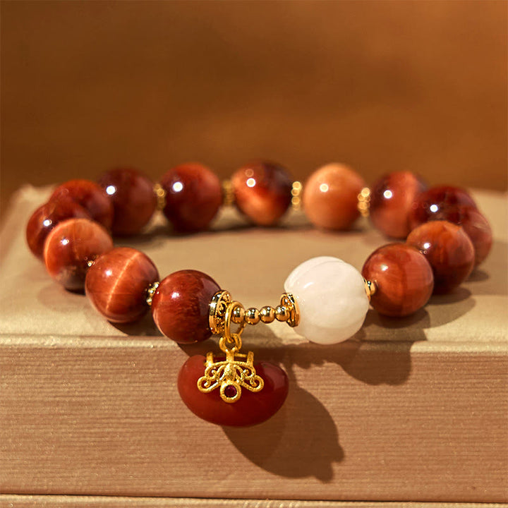 Bransoletka Buddha Stones Natural Red Tiger Eye Pumpkin Calm