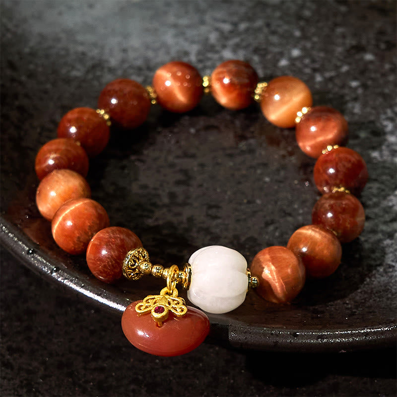 Bransoletka Buddha Stones Natural Red Tiger Eye Pumpkin Calm