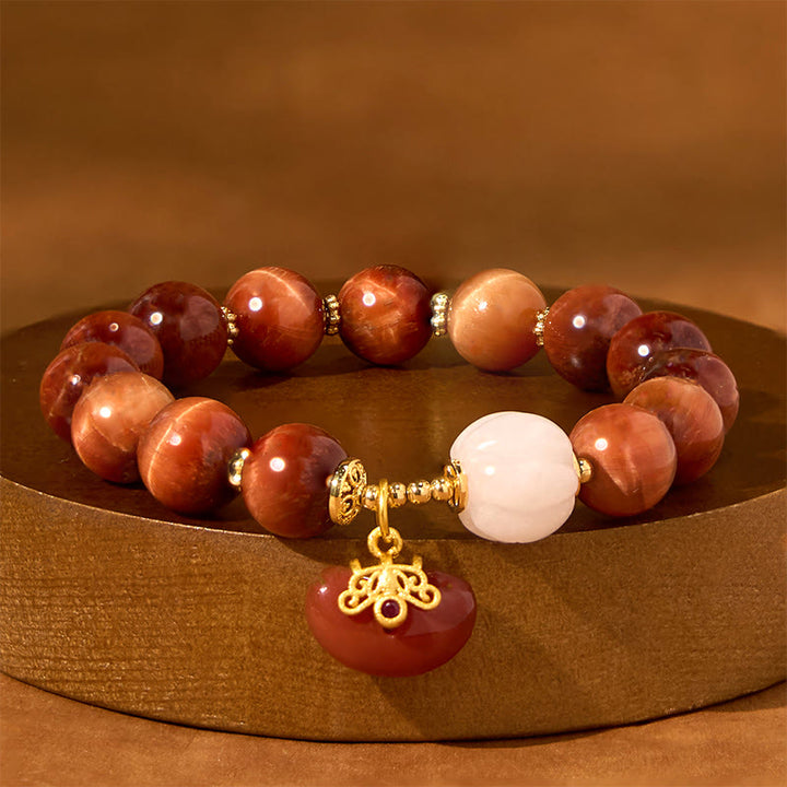 Bransoletka Buddha Stones Natural Red Tiger Eye Pumpkin Calm