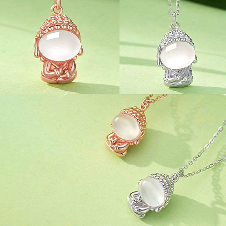 Buddha Stones 925 Srebro Sterling Chalcedon Bezpostaciowy Budda Pozytywny Naszyjnik Wisiorek - image 11