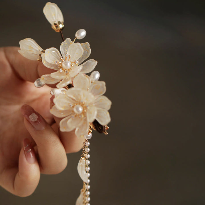 Buddha Stones Klasyczna Magnolia Tassel Spinka Do Włosów Z Boku