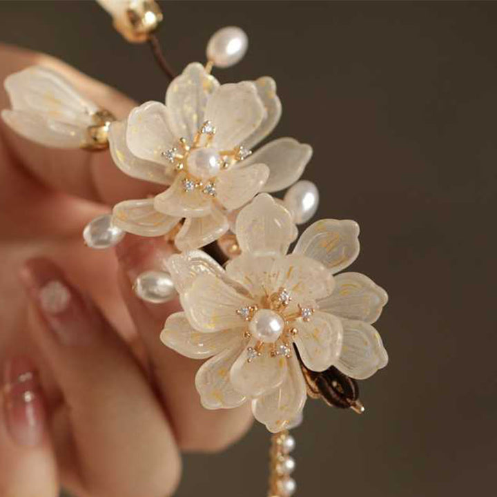 Buddha Stones Klasyczna Magnolia Tassel Spinka Do Włosów Z Boku