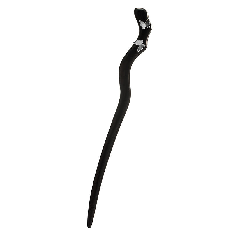 Buddha Stones 925 Srebro Sterling Klasyczny Chiński Styl Ebony Motyl Relaks Spinka Do Włosów