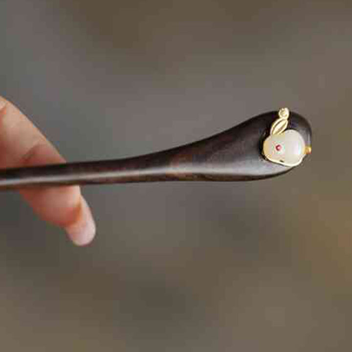 Buddha Stones Pomyślna Chmura Sandałowiec Królik Ochrona Spinka Do Włosów