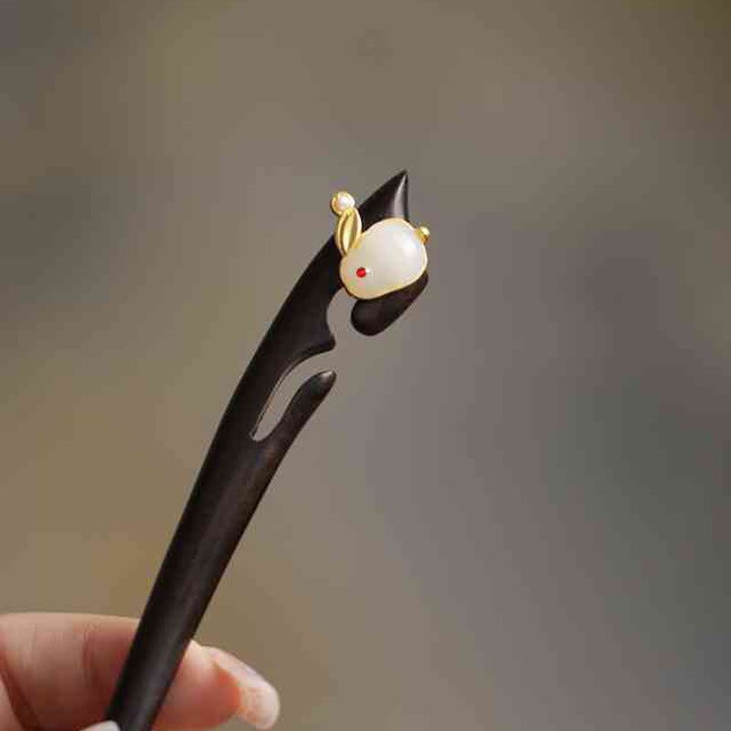 Buddha Stones Pomyślna Chmura Sandałowiec Królik Ochrona Spinka Do Włosów