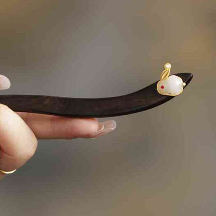 Buddha Stones Pomyślna Chmura Sandałowiec Królik Ochrona Spinka Do Włosów