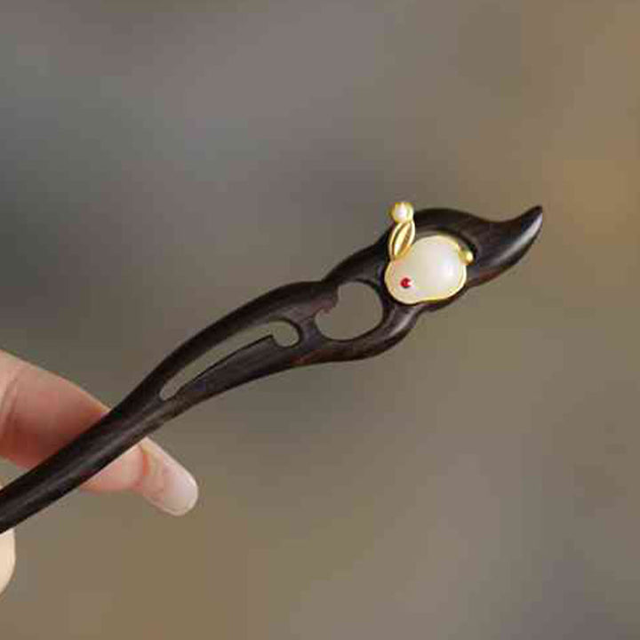 Buddha Stones Pomyślna Chmura Sandałowiec Królik Ochrona Spinka Do Włosów