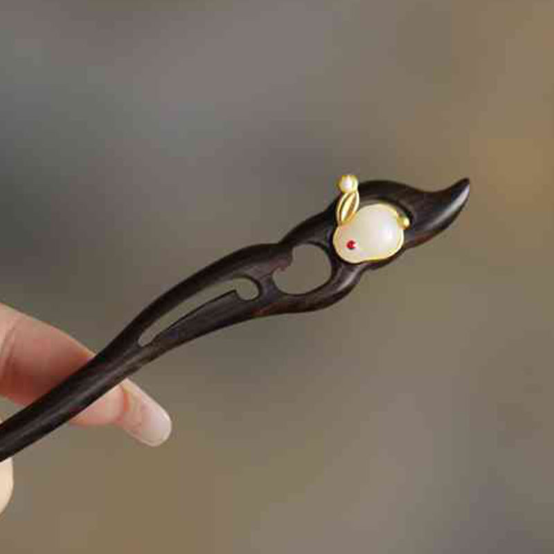 Buddha Stones Pomyślna Chmura Sandałowiec Królik Ochrona Spinka Do Włosów