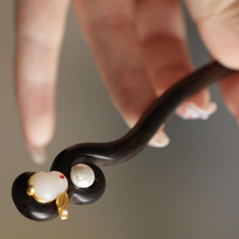 Buddha Stones Pomyślna Chmura Sandałowiec Królik Ochrona Spinka Do Włosów