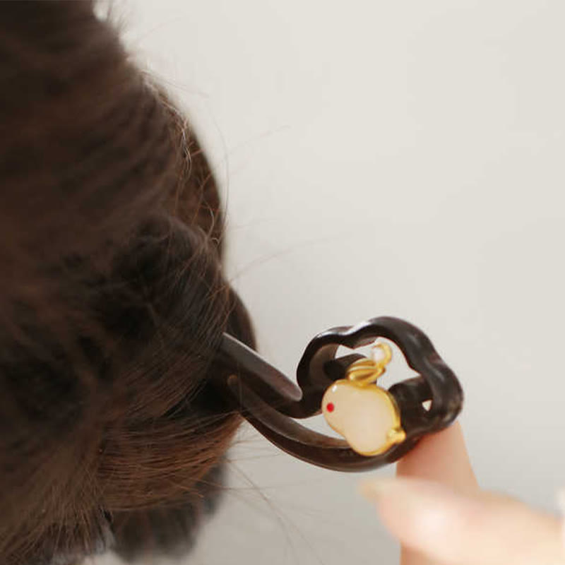 Buddha Stones Pomyślna Chmura Sandałowiec Królik Ochrona Spinka Do Włosów