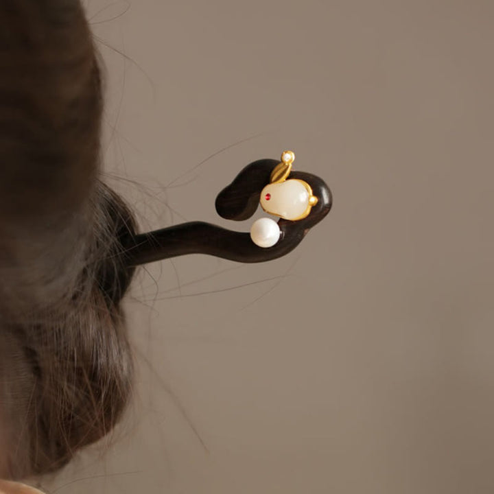 Buddha Stones Pomyślna Chmura Sandałowiec Królik Ochrona Spinka Do Włosów