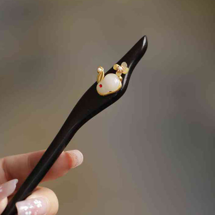 Buddha Stones Pomyślna Chmura Sandałowiec Królik Ochrona Spinka Do Włosów