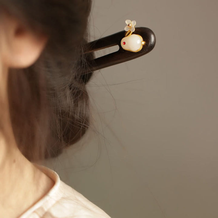 Buddha Stones Pomyślna Chmura Sandałowiec Królik Ochrona Spinka Do Włosów