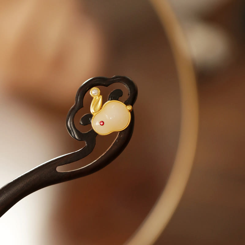 Buddha Stones Pomyślna Chmura Sandałowiec Królik Ochrona Spinka Do Włosów