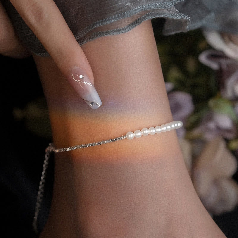 Bransoletka ochronna na kostkę z Buddha Stones 925 ze srebra próby 925 z perłowymi koralikami - image 4