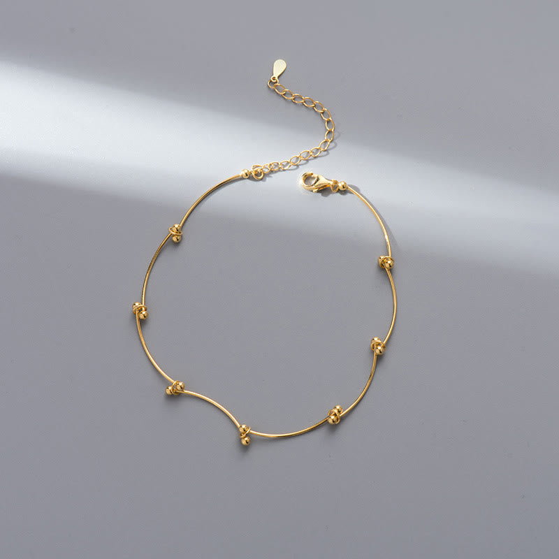 Bransoletka ochronna na kostkę z Buddha Stones 925 ze srebra wysokiej próby w kształcie fali - Złota bransoletka na kostkę (obwód: 25-30 cm) - image 7