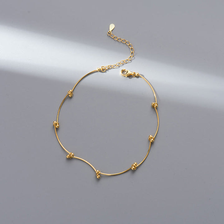 Bransoletka ochronna na kostkę z Buddha Stones 925 ze srebra wysokiej próby w kształcie fali - Złota bransoletka na kostkę (obwód: 25-30 cm) - image 7