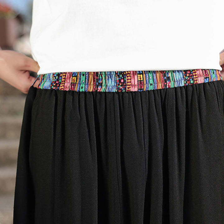 Buddha Stones Proste Patchworkowe Wzory Ściągane Sznurkiem Miękkie Bawełniane Spodnie Męskie Szerokie Nogawki Z Kieszeniami