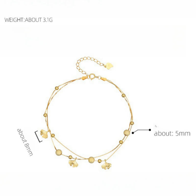 Bransoletka ochronna na kostkę z podwójnymi warstwami liści miłorzębu Buddha Stones ze srebra próby 925 - image 11