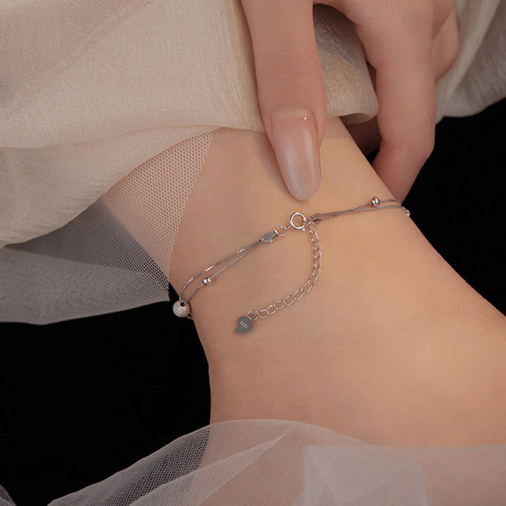 Bransoletka ochronna na kostkę z podwójnymi warstwami liści miłorzębu Buddha Stones ze srebra próby 925 - image 4