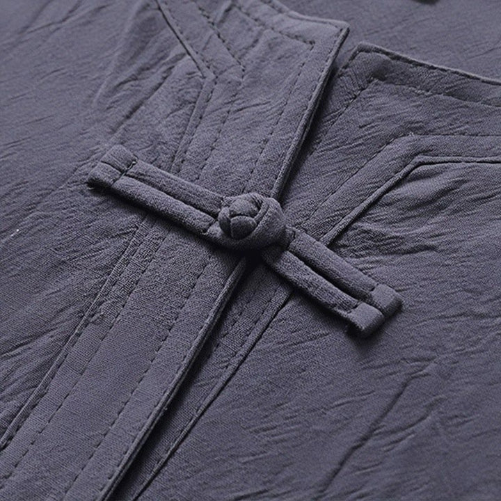 Buddha Stones 2 szt. Prosty design Chiński Żaba-Guzik Koszula Ściągana Sznurkiem Szerokie Spodnie Z Kieszeniami Męski Zestaw Tkanin Medytacyjnych - image 10