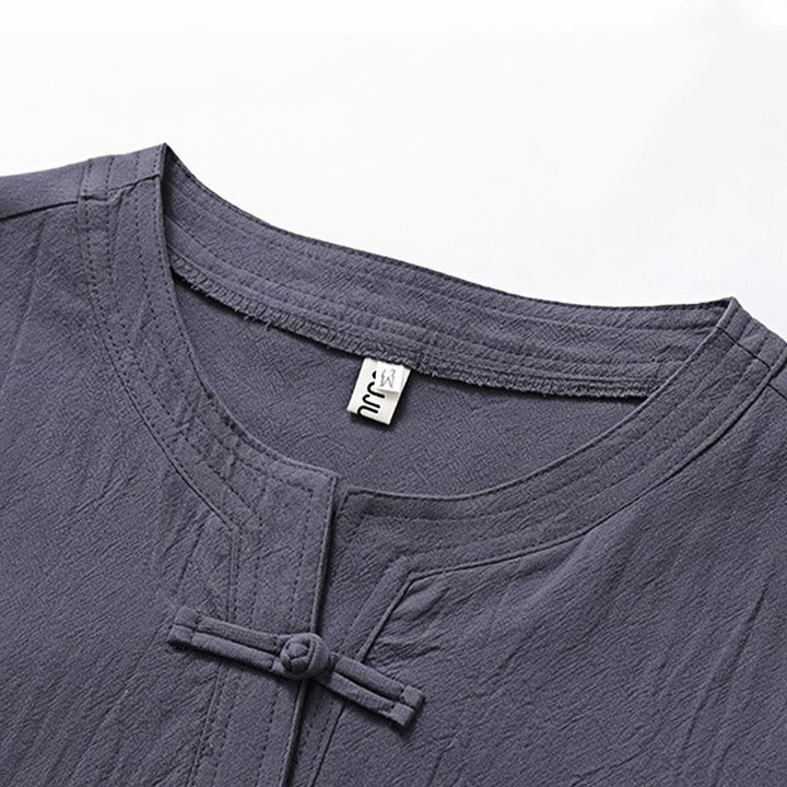 Buddha Stones 2 szt. Prosty design Chiński Żaba-Guzik Koszula Ściągana Sznurkiem Szerokie Spodnie Z Kieszeniami Męski Zestaw Tkanin Medytacyjnych - image 9