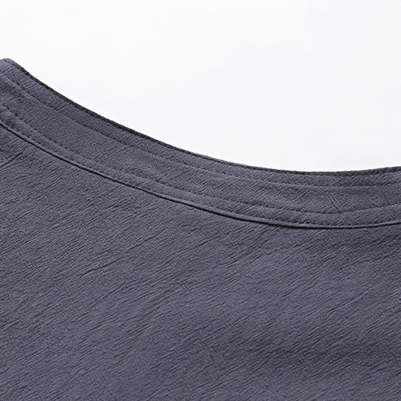 Buddha Stones 2 szt. Prosty design Chiński Żaba-Guzik Koszula Ściągana Sznurkiem Szerokie Spodnie Z Kieszeniami Męski Zestaw Tkanin Medytacyjnych - image 11