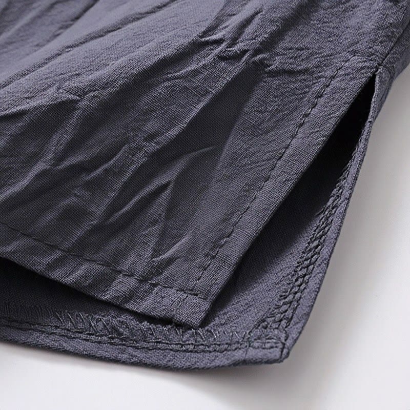 Buddha Stones 2 szt. Prosty design Chiński Żaba-Guzik Koszula Ściągana Sznurkiem Szerokie Spodnie Z Kieszeniami Męski Zestaw Tkanin Medytacyjnych - image 15