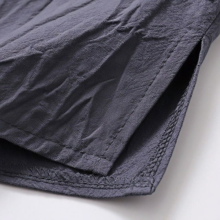 Buddha Stones 2 szt. Prosty design Chiński Żaba-Guzik Koszula Ściągana Sznurkiem Szerokie Spodnie Z Kieszeniami Męski Zestaw Tkanin Medytacyjnych - image 15