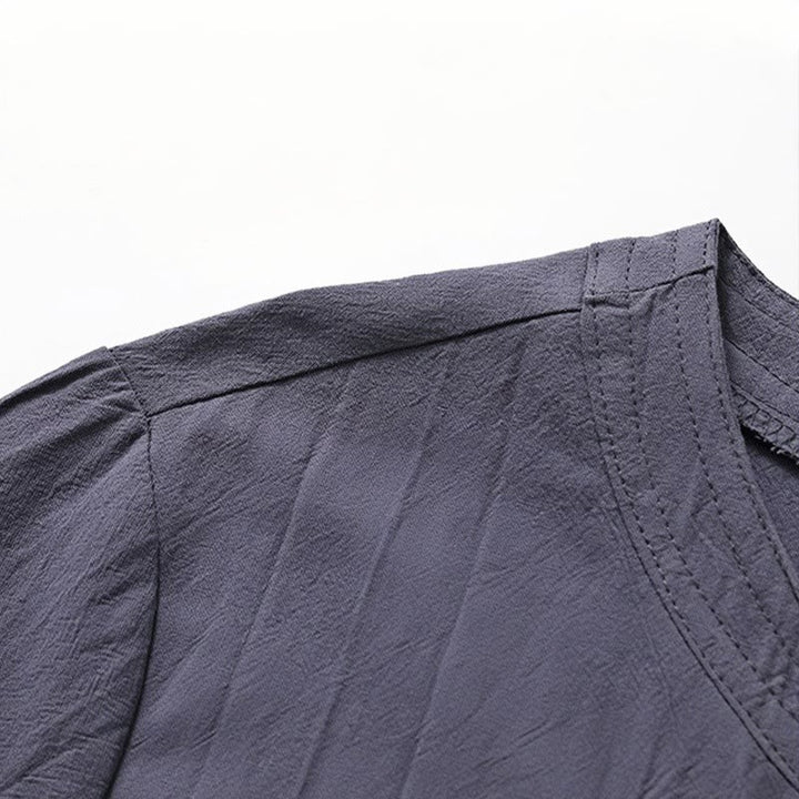 Buddha Stones 2 szt. Prosty design Chiński Żaba-Guzik Koszula Ściągana Sznurkiem Szerokie Spodnie Z Kieszeniami Męski Zestaw Tkanin Medytacyjnych - image 12