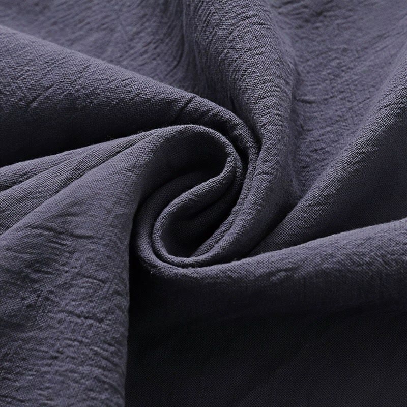 Buddha Stones 2 szt. Prosty design Chiński Żaba-Guzik Koszula Ściągana Sznurkiem Szerokie Spodnie Z Kieszeniami Męski Zestaw Tkanin Medytacyjnych - image 16