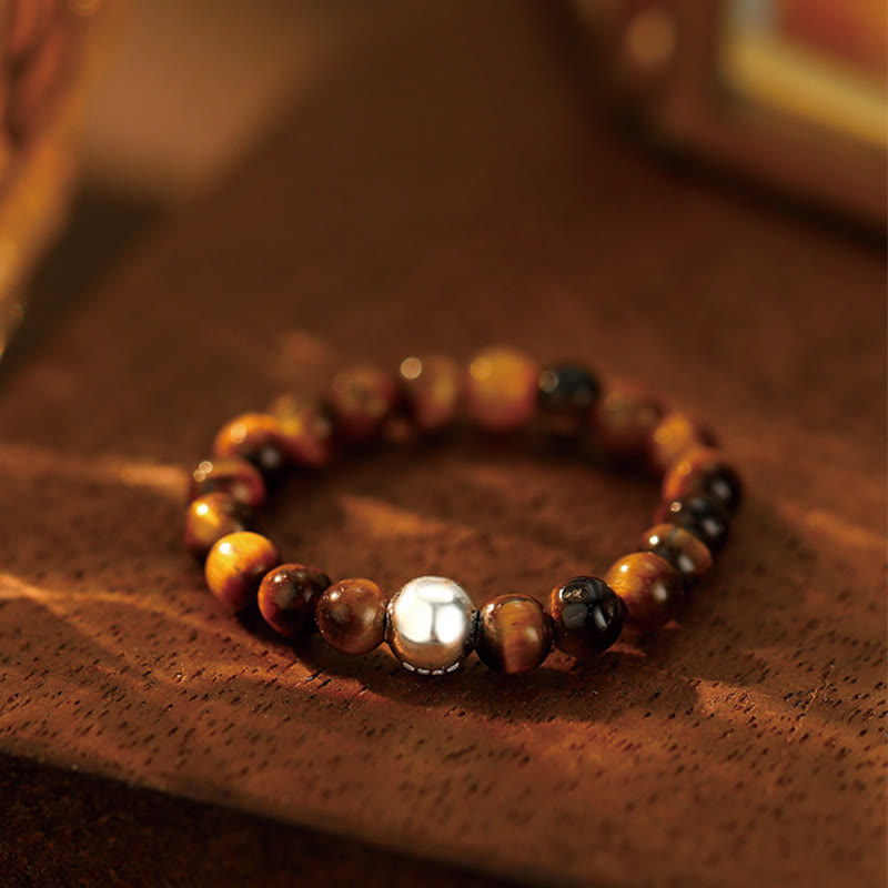 Buddha Stones 925 Srebro Kryształowe Koraliki Biały Jade Czarny Onyks Błogosławieństwo Elastyczny Pierścień