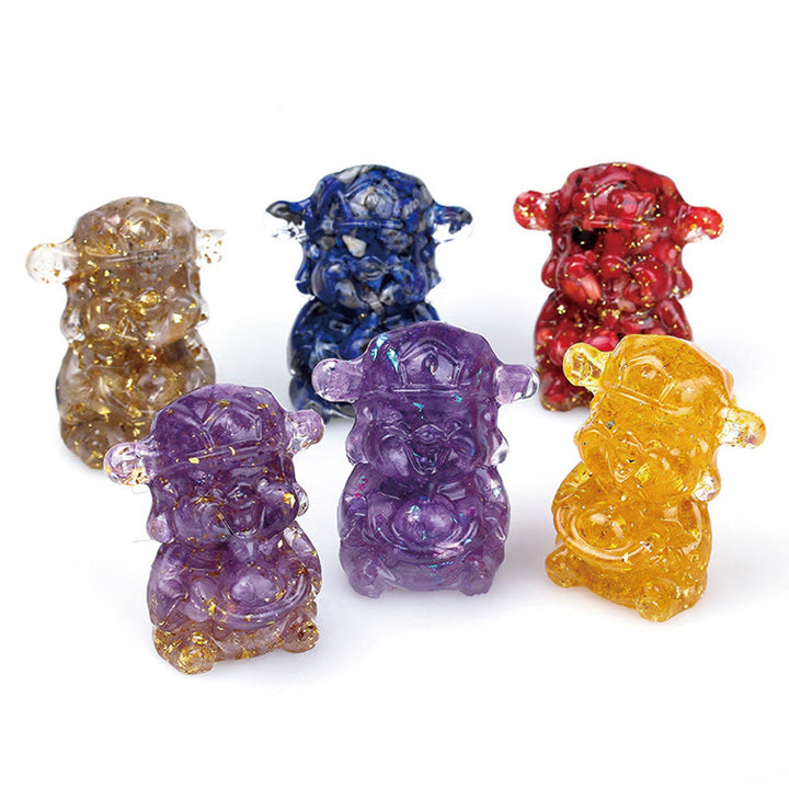 Buddha Stones Bóg Bogactwa Kryształ Ametystu Żywica Energia Fortuna Dekoracja Domu