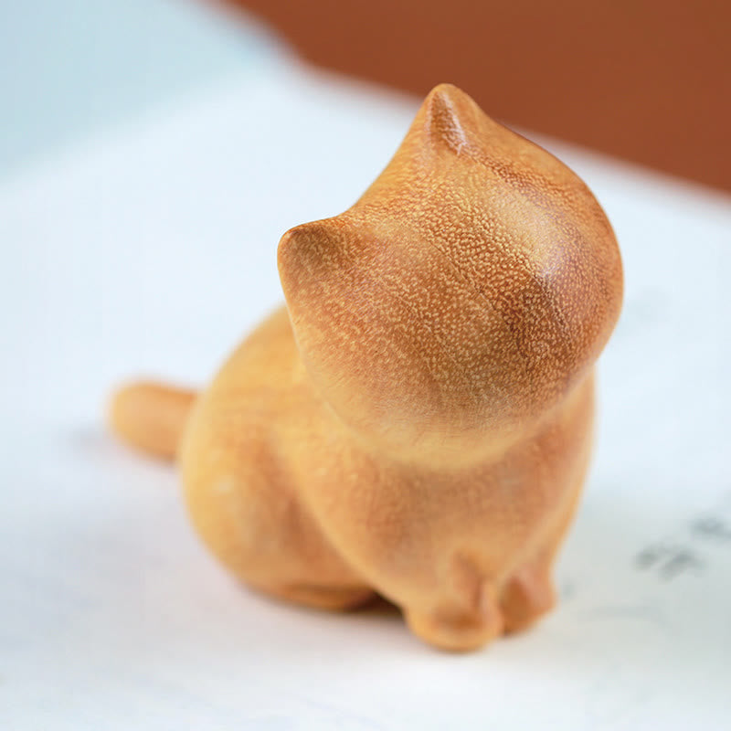 Buddha Stones Mały Kot Sandałowiec Ochrona Dekoracja Domu (Losowy Typ) - image 2