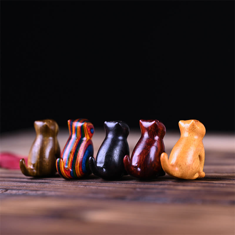 Buddha Stones Małe Liście Czerwone Drzewo Sandałowe Drewno Hebanowe Drzewo Sandałowe Zielone Drzewo Sandałowe Szczęśliwy Mini Kot Jeleń Uspokajający Telefon Wiszący Dekoracja - image 5