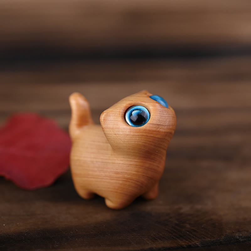 Buddha Stones Zielone drzewo sandałowe Drewno hebanowe Drzewo sandałowe Małe liście Czerwone drzewo sandałowe Miniaturowa dekoracja pokoju Lucky Cat - Thuja Sutchuenensis Blue Eyes 3.3*3.1*2.0cm - image 18