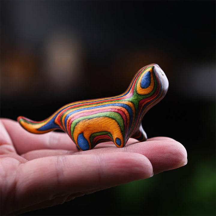 Buddha Stones Zielone drzewo sandałowe Małe liście Czerwone drzewo sandałowe Drewno hebanowe Drewno tęczowe Szczęśliwy mini kot chodzący pozytywna dekoracja - Tęczowy Drewniany Kot 7,3*2*3,3 cm - image 15