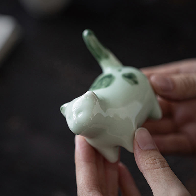 Buddha Stones Miniaturowe Szczęśliwe Słodkie Plamki Stojący Kot Śpiący Kociak Ceramiczna Figurka Dekoracja - image 5