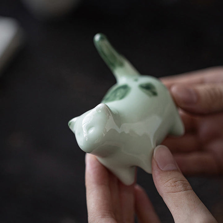 Buddha Stones Miniaturowe Szczęśliwe Słodkie Plamki Stojący Kot Śpiący Kociak Ceramiczna Figurka Dekoracja - image 5