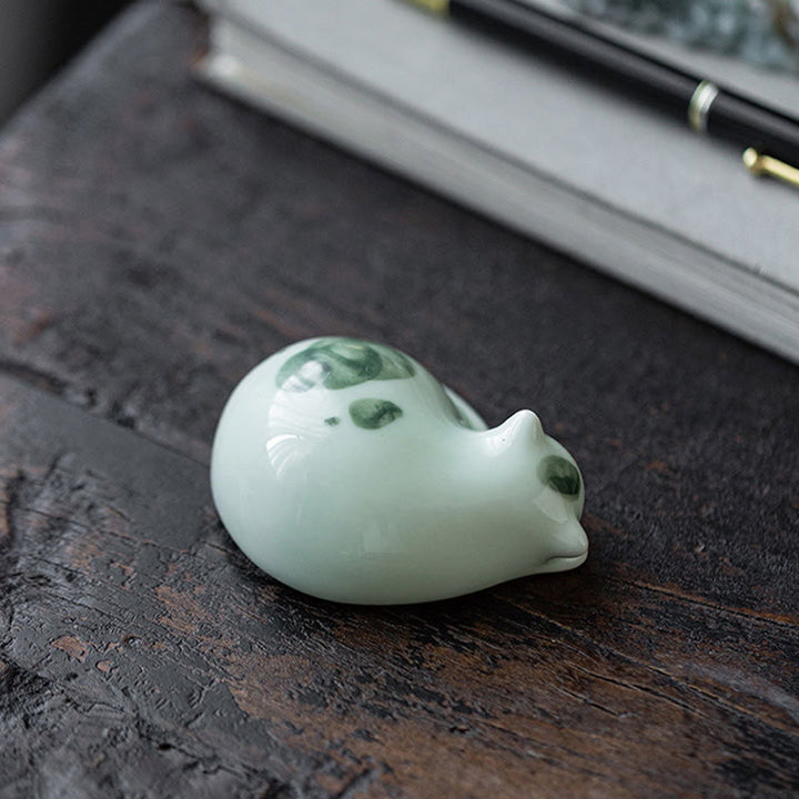 Buddha Stones Miniaturowe Szczęśliwe Słodkie Plamki Stojący Kot Śpiący Kociak Ceramiczna Figurka Dekoracja - image 21
