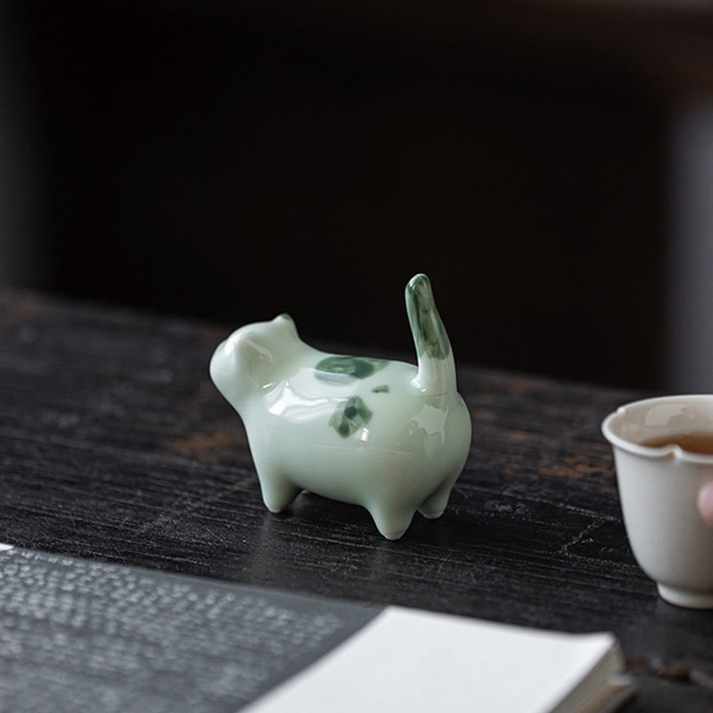 Buddha Stones Miniaturowe Szczęśliwe Słodkie Plamki Stojący Kot Śpiący Kociak Ceramiczna Figurka Dekoracja - image 9
