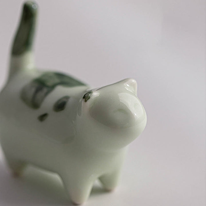 Buddha Stones Miniaturowe Szczęśliwe Słodkie Plamki Stojący Kot Śpiący Kociak Ceramiczna Figurka Dekoracja - image 10