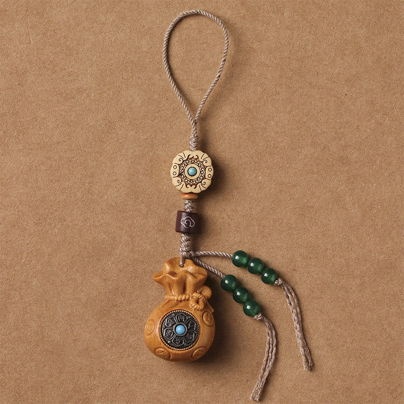 Buddha Stones Sandałowe Małe Liście Czerwone Drzewo Sandałowe Zielone Drzewo Sandałowe Om Mani Padme Hum Spokojny Brelok Telefon Wiszący Dekoracja