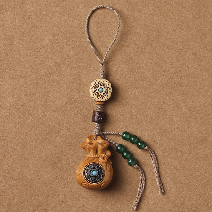 Buddha Stones Sandałowe Małe Liście Czerwone Drzewo Sandałowe Zielone Drzewo Sandałowe Om Mani Padme Hum Spokojny Brelok Telefon Wiszący Dekoracja