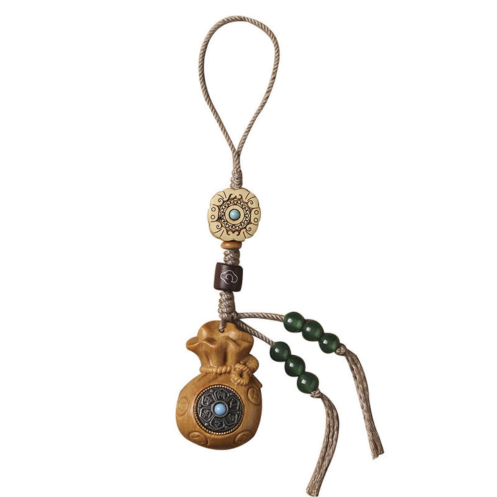 Buddha Stones Sandałowe Małe Liście Czerwone Drzewo Sandałowe Zielone Drzewo Sandałowe Om Mani Padme Hum Spokojny Brelok Telefon Wiszący Dekoracja