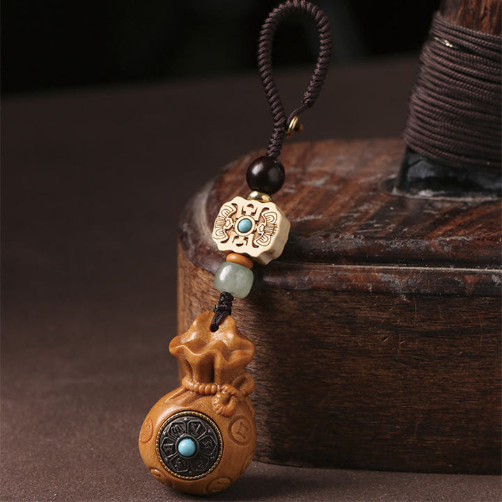 Buddha Stones Sandałowe Małe Liście Czerwone Drzewo Sandałowe Zielone Drzewo Sandałowe Om Mani Padme Hum Spokojny Brelok Telefon Wiszący Dekoracja