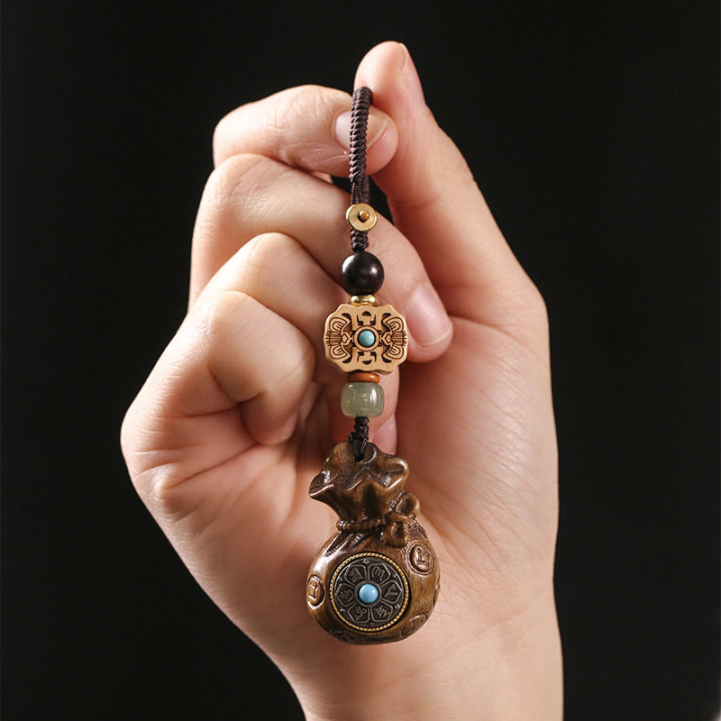 Buddha Stones Sandałowe Małe Liście Czerwone Drzewo Sandałowe Zielone Drzewo Sandałowe Om Mani Padme Hum Spokojny Brelok Telefon Wiszący Dekoracja