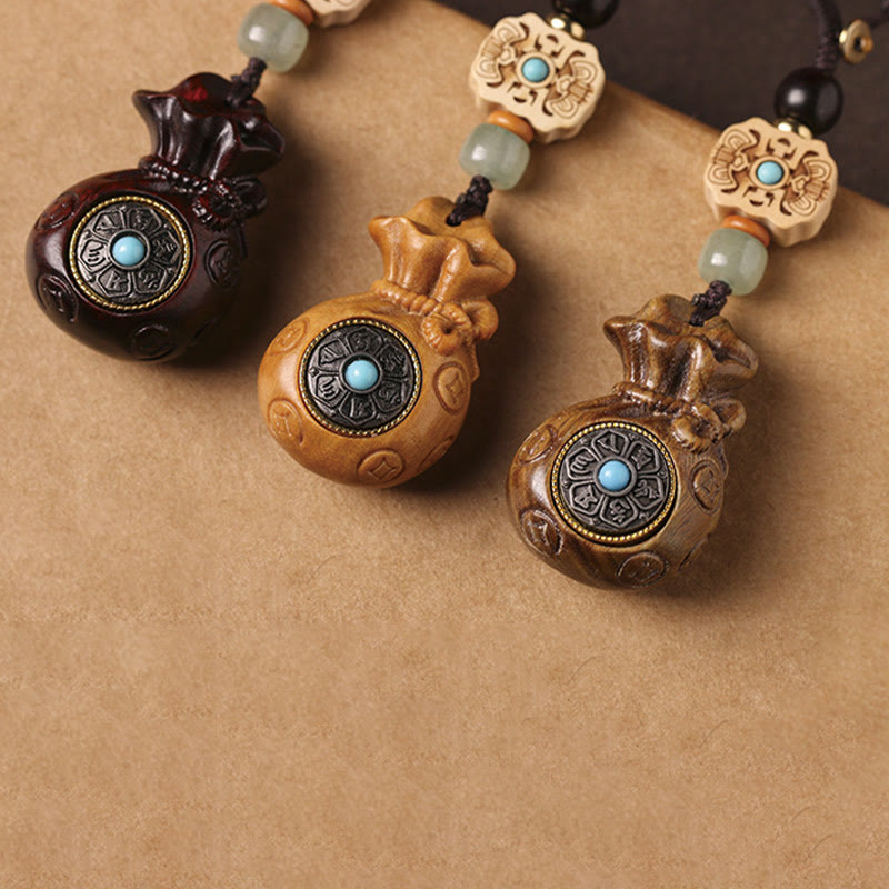 Buddha Stones Sandałowe Małe Liście Czerwone Drzewo Sandałowe Zielone Drzewo Sandałowe Om Mani Padme Hum Spokojny Brelok Telefon Wiszący Dekoracja