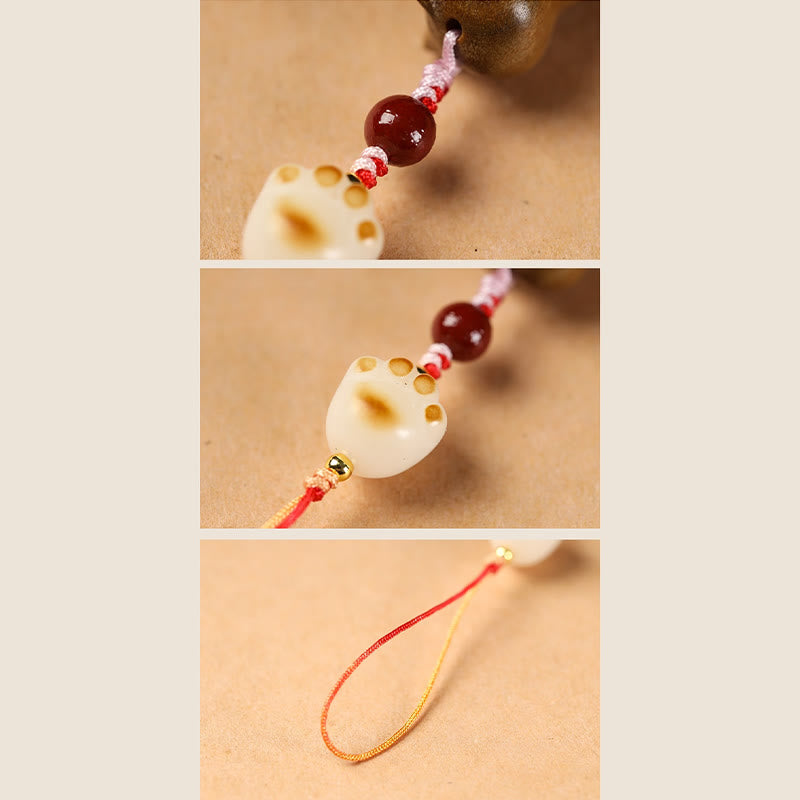 Buddha Stones Małe Liście Czerwone Drzewo Sandałowe Zielone Drzewo Sandałowe Siedzący Kot Uspokajający Telefon Wiszący Dekoracja - image 16