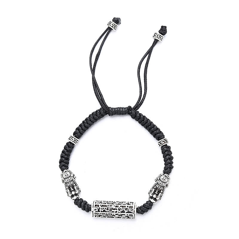 Buddha Stones Tybetańskie Czarny Sznur Miedziany Om Mani Padme Hum PiXiu Ochrona Pleciona Bransoletka